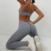 Nahtlose Yoga-Overalls, Sport, Fitness, Falten, Hüftheben, offener Rücken, einteilig, Workout, Fitnessstudio, Trainingsanzüge, Trainingskleidung für Frauen