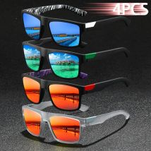 4 Stücke Mode Bunte Streifen Vintage quadratische Sonnenbrille Für Männer Frauen Fahren Angeln Marke Designer Sonnenbrille Mann UV400