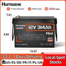 HumsiENK 12V 314Ah LiFePO4 Lithium-Batterie 200A BMS 15000 Zyklen für Off-Grid/RV/Camping/Marine/Energiespeicherung/2 Jahre Garantie/UL 1973