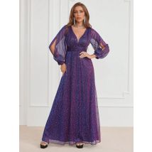 Uni thorse Laterne Ärmel Pailletten Dekor boden langes Abendkleid