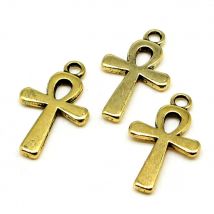 WYSIWYG 10pcs/lot 13x22mm Ankh Cross Charms Pendant For Jewelry Making Antique Gold Color Alloy Charms