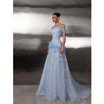Booma A-Line Elegant Prom Dresses Off The Shoulder Formal Gowns for Women Long Sleeveless Flower Evening Dress Customized 2025