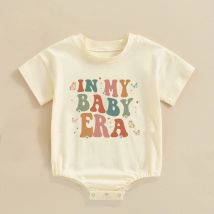 In My Baby Era Niedlicher Retro-Baby-Strampler für Jungen und Mädchen, kurzärmelig, Bubble-Strampler, übergroßer Body, Sommerkleidung für Neugeborene