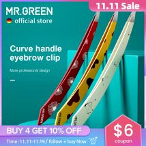 MR.GREEN Maniglia curva Pinzette per sopracciglia Estrattore professionale per peli fini Strumenti per trucco Rimozione clip di bellezza in acciaio inossidabile