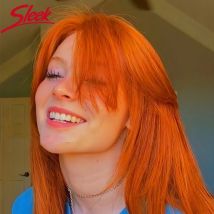 Halloween orange gefärbte Echthaar Perücken für Frauen 22 Zoll glattes Haar mit Pony 100% echte bereit, Cosplay Bob Perücken zu tragen