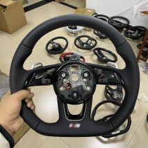 Beheiztes Lenkrad mit flachem Boden aus Leder für Audi a3 a4 a5 b9 halb perforiertes beheiztes Sportlenkrad beheizt