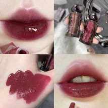 Dunkelvioletter Lipgloss, wasserhell, langlebig, klar, spendet Feuchtigkeit, Spiegel, rosa Pfirsich, Lippentönung, antihaftbeschichtet, flüssiger Lippenstift, Make-up