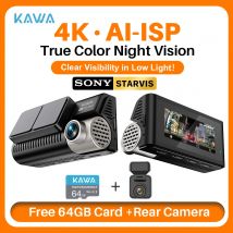 KAWA D11 Cámara de salpicadero delantera y trasera 4K WiFi DVR para coche grabadora de vídeo GPS AI-ISP visión nocturna en color, Sony Starvis AUTO Dual Dashcam