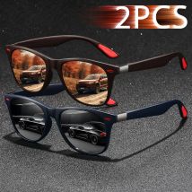 2PCS Mode Vintage Quadrat Sonnenbrille Männer Frauen Fahren Mann Luxus Marke Designer Sonnenbrille Retro Brillen UV400