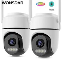 WONSDAR 2 pz Telecamera PTZ Telecamera IP esterna Video sorveglianza Telecamera WiFi Protezione di sicurezza domestica Allarme rilevamento movimento iCsee