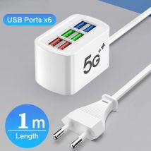 Caricatore USB universale a 6 porte Adattatore per presa multipla a ricarica rapida Presa di ricarica rapida per prese per caricabatterie da muro iPhone 15 16 Xiaomi