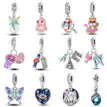 925 Silber Farbe Leuchtende Elfe Nette Urlaub Katze Geheimnisvolle Schmetterling Charms Perlen Fit Qikaola 925 Original Armbänder DIY Schmuck