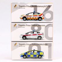 Winzige Toyota Prius Hongkong Verkehrspolizei-Druckguss- und Spielzeugfahrzeuge im Maßstab 1:64, Krankenwagen-Auto, Souvenir-Miniaturen für Kinder