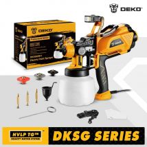 DEKO HVLP Spray Gun with LED Light & 3 Nozzle 1200ml Large Capacity High Power Electric Paint Sprayer for Home DIY