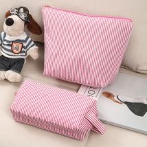 2-teiliges Set Damen-Kosmetiktaschen, große Kapazität, Damen-Streifen-Kulturbeutel, Make-up-Etui, Reise, weibliche Aufbewahrung, Handtasche, Clutch, Geldbörse