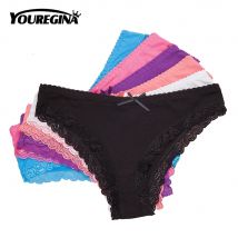 Damenhöschen, sexy Spitze, Baumwolle, Slips, einfarbig, niedrige Leibhöhe, Übergröße, Mädchenunterwäsche, Damenunterwäsche, M, L, XL, 5 Stück/Set