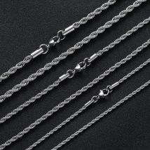 Collana in acciaio inossidabile da 2-6MM per donna uomo non sbiadisce mai gioielli di moda con catena a corda intrecciata impermeabile 16-30 pollici