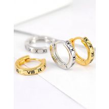 925 Sterling Silver Ear Needle Roman Numerals Earrings White/black Enamel Circle Hoop Earrings For Women Fashion Jewelry Gifts