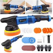 BRIEFNESS Kit lucidatore a doppia azione da 6000 W a 6 velocità, lucidatura professionale per mobili per auto, con tamponi, correzione vernice, lucidatrice DA