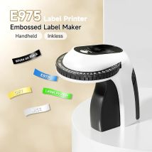 E975 3D-Etikettendrucker, 9 mm Prägung, 3D-Etikettenband, manueller Etikettierer, Schreibmaschine, kompatibel mit Dymo-Drucker-Etiketten 12965-Etiketten