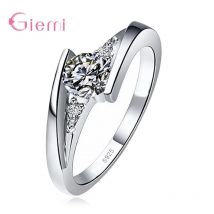 100 % echter 925er-Sterlingsilber-Fingerring, stapelbarer Zirkonia-Party-Ring für Frauen, Mädchen, Verlobung, Hochzeit, Schmuck, Geschenk