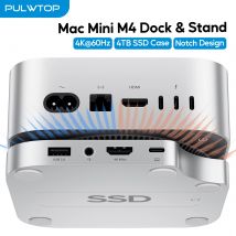Hub PULWTOP Mac Mini M4 con custodia SSD M.2 (NON inclusa), con HDMI 4K 60Hz, accessori hub USB C per Mac Mini 2024 M4 Pro