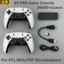 Consola X9 PRO Retro Game Stick 4K TV HD, 50000 juegos, más de 50 emuladores para PS1/PSP/SFC/N64, controlador inalámbrico Dual 2,4G