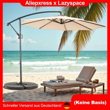Ombrellone da esterno a sbalzo Lazyspace, angolo parasole da 115,75 pollici regolabile per giardini, spiagge, cortile, senza base