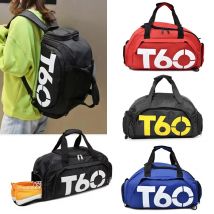 T60 Gym Sporttasche Frauen Mann Fitness Reise Outdoor Handtasche Schuh Schulter Duffle Wochenende Große Tragbare Rucksack Combo Trocken Nass Tasche