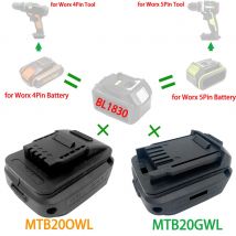 Convertitore adattatore per elettroutensile per batteria agli ioni di litio Makita 18V BL1830 per Worx 4 pin Samll 5 pin Big Foot 20V utensile elettrico WU279 WX550