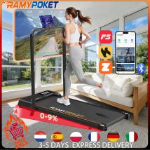 RAMYPOKET Tapis roulant elettrico 2.5HP APP 1-12 km/h Tapis roulant pieghevole inclinato per la corsa a casa 9% Tappetino da passeggio Macchina per esercizi