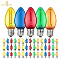 50Pcs C7 Led Outdoor Lichterketten Ersetzen Glühbirnen 1W Mehrfarbige Bruchsichere Kunststoff E12 Kandelaber Basis Für Hinterhof party
