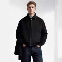 Lässiger Wollmantel für Herren im Frühling und Herbst, neuer Stil 2024, modische einfarbige Revers-britische Jacke, Strickjacke, Mantel M-XXL