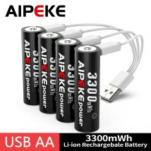 AIPEKE 1.5V 3300mWh Batterie ricaricabili AA USB Type-C aa Batteria al litio ricaricabile per telecamera da caccia Mouse con telecomando