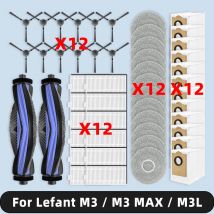 Compatibile con ( Lefant M3 / M3 MAX / M3L ) Parti di ricambio Accessori Spazzola laterale principale Filtro HEPA Sacchetto per la polvere in tessuto
