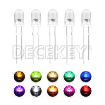 100 Stück 5 mm LED-Dioden 5 mm sortiertes Kit Weiß Grün Rot Blau Gelb Orange Rosa Lila Warmweiß DIY Leuchtdiode