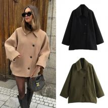 Uni-Mantel mit Revers für Damen Langarm jacke mit einreihiger Tasche elegante Streetwear Frühlings mode