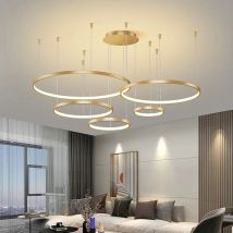 Czarne pierścienie Prosty styl Nowoczesna lampa wisząca Minimalistyczny żyrandol Salon Restauracja Ściemnialna zdalna lampa Dekoracja domu