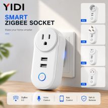 Maßgeschneiderter ZigBee 3.0 Smart Socket Plug mit 2 USB-Schnittstellen Tuya Smart Life Fernbedienung Sprachsteuerung SmartThings Alexa Google Home