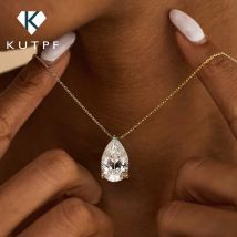 1–4 Karat Wassertropfen-Moissanit-Anhänger-Halskette mit Zertifikat, S925-Silber, Solitär-Erdenschliff, Labordiamant-Halskette für Damen