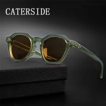 CATERSIDE Occhiali da sole polarizzati retrò da uomo, montatura ultraleggera in TR90, occhiali da sole poligonali da donna, occhiali da viaggio di alta qualità per esterni