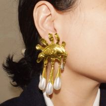 Vintage Ethnic Metal Alloy Gold-Plated Eyes Dangle Earrings For Women Jewelry Fashion Show Statement Earrings Accessories