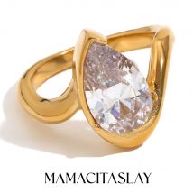 MamacitaSlay Klassische minimalistische funkelnde klare Zirkonringe 202 5 Neuer Trend Damen 316L Edelstahl Schmuck Accessoires Geschenk