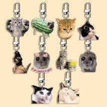 Zabawny breloczek z kotem, prezent dla ucznia, torba studencka, torba damska, urocze drobiazgi, prezent dla najlepszych przyjaciółek, kreskówka