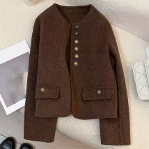 Herbst Winter weibliche einfarbige Jacke koreanische Frauen lange Ärmel Mantel 2024 High-End-Dame Modetrend Kurz mantel