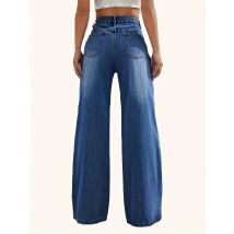 Damen-Jeans mit mittlerer Taille und weitem Bein von Cat Beard Craft