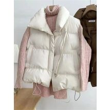 Fashion Autumn New 2024 Stand Collar Elegant Down Coats Warm Outerwear Casual Belt Sleeveless Winter Women Vests Jackets Clothes