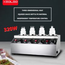 XEOLEO 320W Four Cylinder Chocolate Jam Heater Electric Chocolate Heater Jam Milk Bottle Heater Stainless Steel Jam Thermos