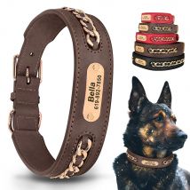 Custom Leather Dog Collar Accessories Personalized ID Tag Nameplate Collars For Small Medium Large Dogs French Bulldog Pitbull