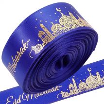1 rolle Ramadan Satin Band Eid Mubarak Band Rolle Verpackung Band Muslimischen Schloss Muster Bänder Muslimischen Party Decor Für Verpackung